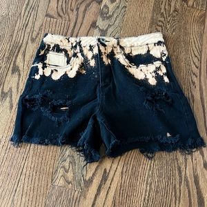 VINTAGE Acid Washed High Waisted Denim Black Shorts